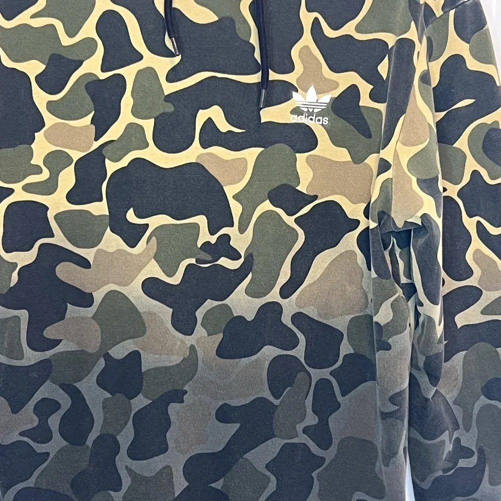 Adidas Camo Hoodie Size S Men's Green Trefoil Firebird Logo Dip Dyed